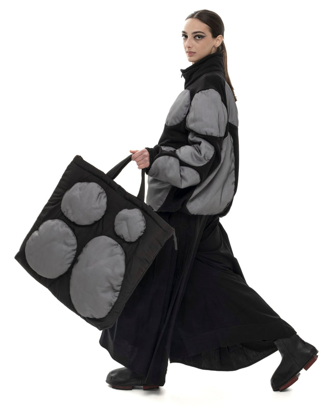 RETENTION WHITE CIRCLES PUFFER TOTE BAG