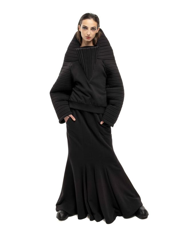 RETENTION BLACK PADDED QUILTED OVERSIZED SWEATSHIRT