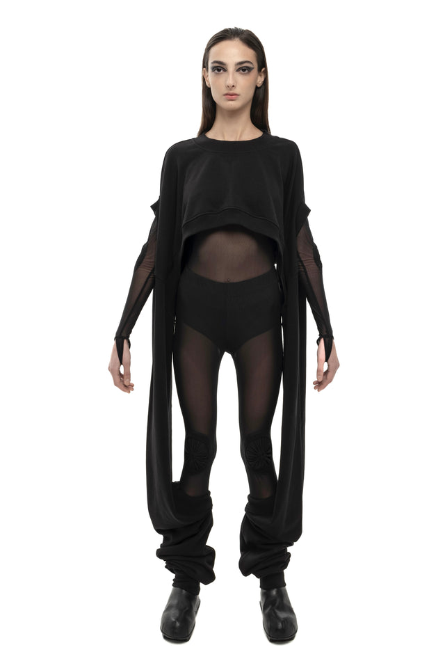 RETENTION BLACK OVERSIZED TRANSFORMER CROPPED SWEATSHIRT