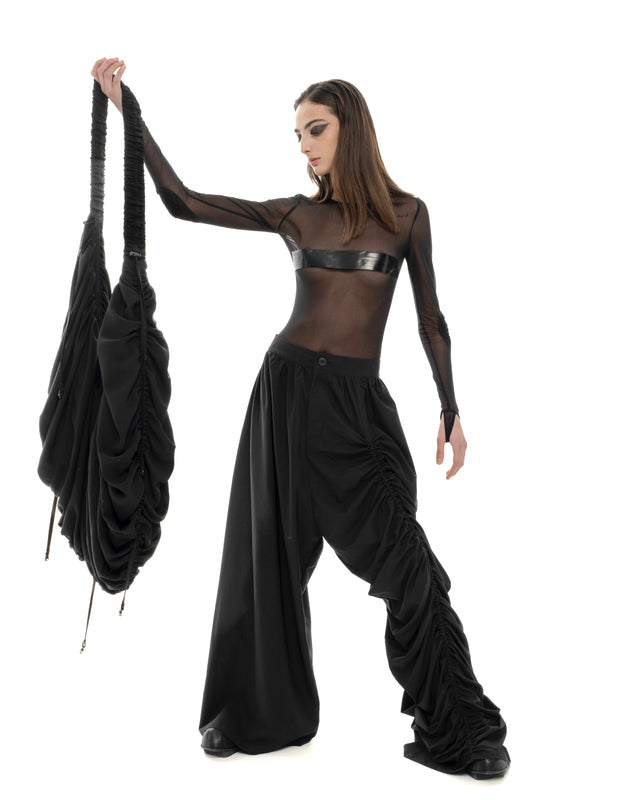 RETENTION BLACK OVERSIZED SHOULDER GATHERED BAG