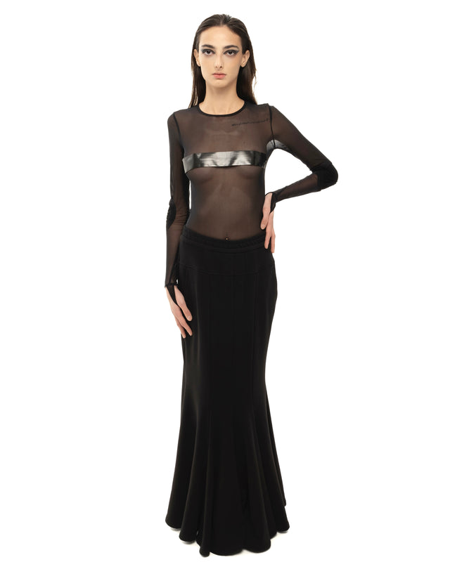 RETENTION BLACK A-LINE HIGH-WAISTED MAXI SKIRT