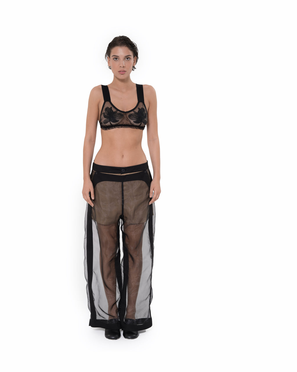 ÉTHER LAYERED LINEN-ORGANZA PANTS – VAGUE