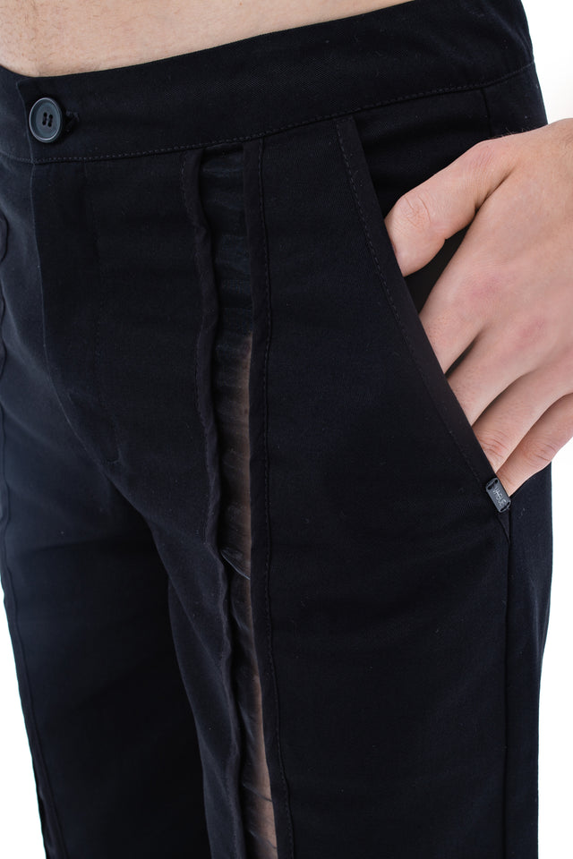 RUN(A)WAY SEMI-SHEER STRAIGHT LEG BLACK TROUSERS