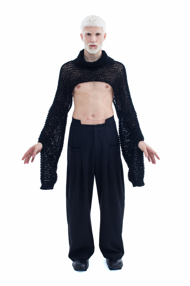 HAND-KNITTED OPEN WEAVE CROP TOP