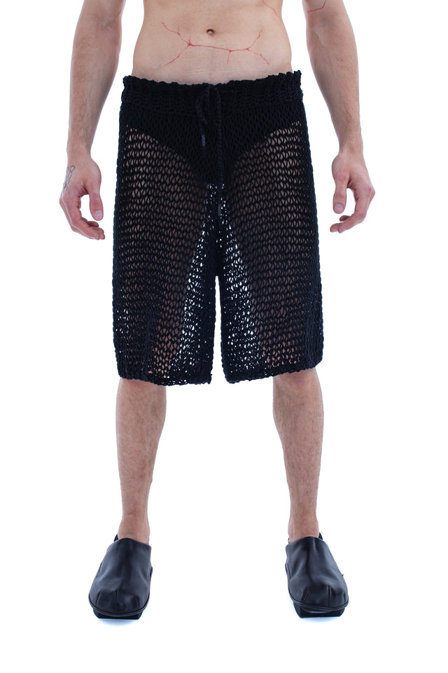 RUN(A)WAY LOW-CROTCH HAND-KNITTED SHEER SHORTS