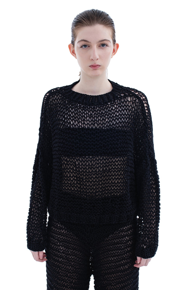RUN(A)WAY HAND-KNITTED SHEER SWEATER