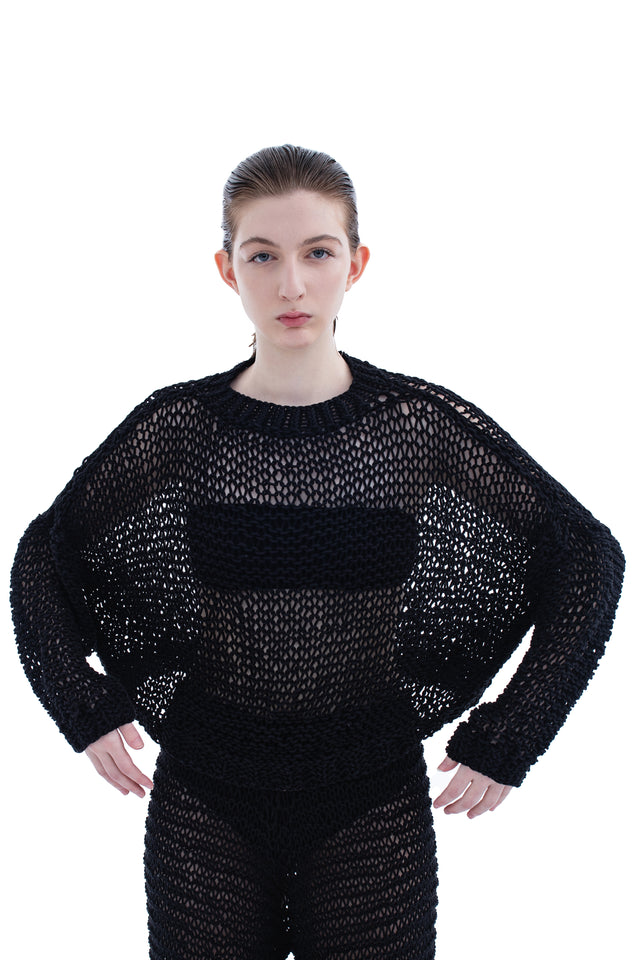 RUN(A)WAY HAND-KNITTED SHEER SWEATER