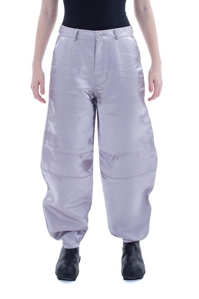 RUN(A)WAY SILVER LIQUID METAL STRAIGHT LEG TROUSERS