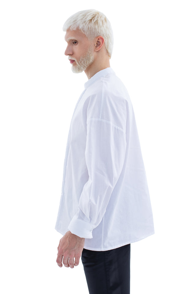 RUN(A)WAY WHITE BAND COLLAR BUTTON-UP SHIRT