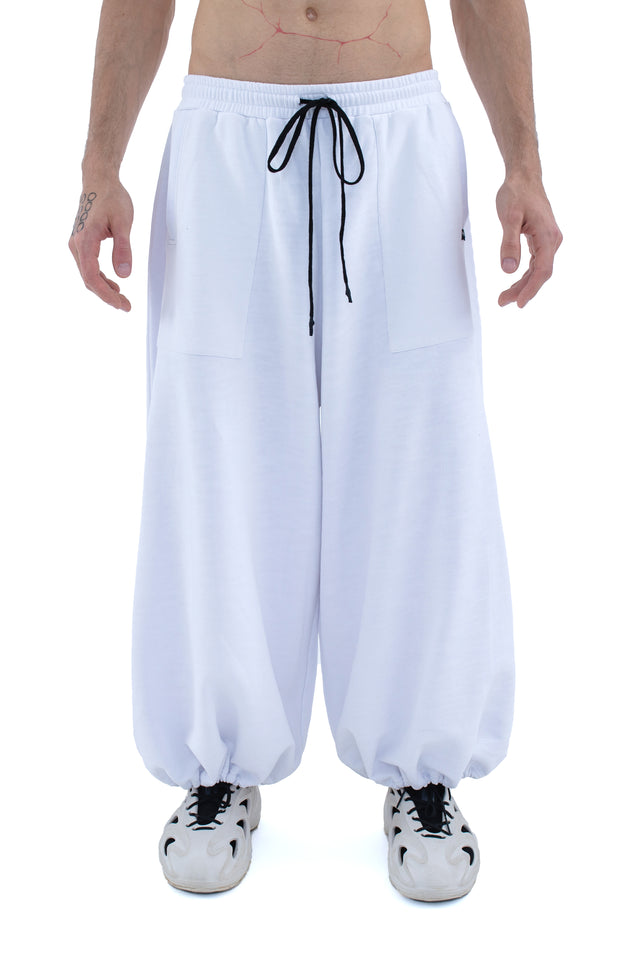 RUN(A)WAY WHITE WIDE-LEG OVERSIZED ADJUSTABLE PANTS