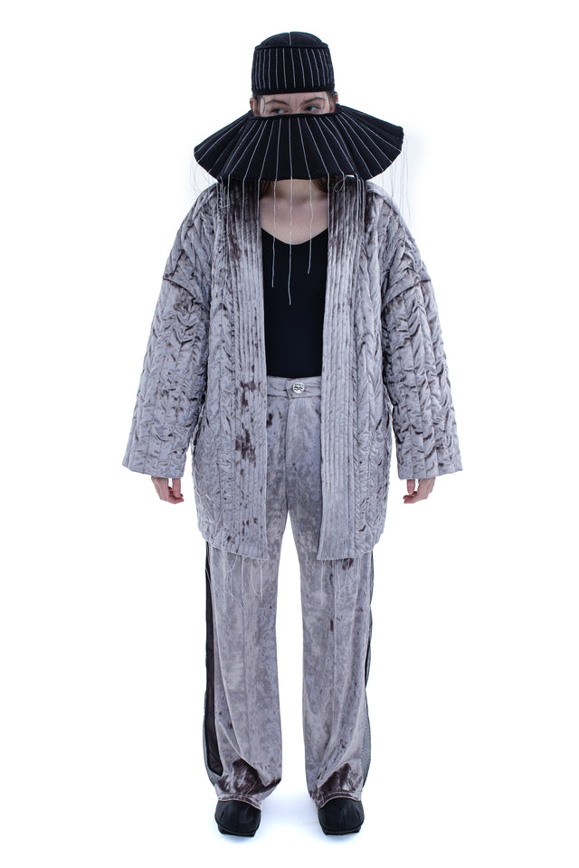 RUN(A)WAY SILVER VELVET STRAIGHT LEG PANTS