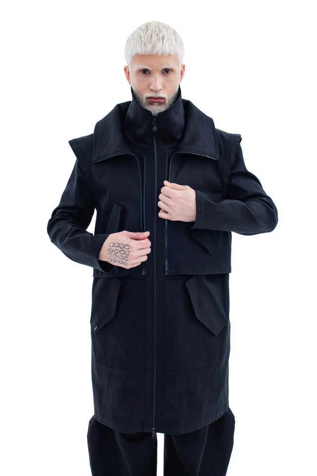 RUN(A)WAY TRANSFORMER LIGHT DENIM BLACK JACKET