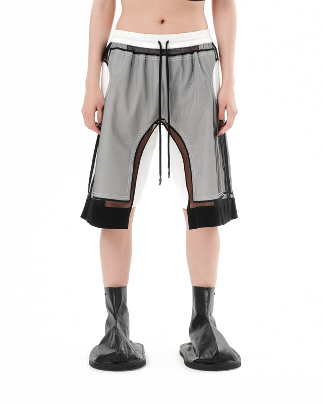 DIAPHANUM BLACK NET CIRCLE POCKETS SHORTS