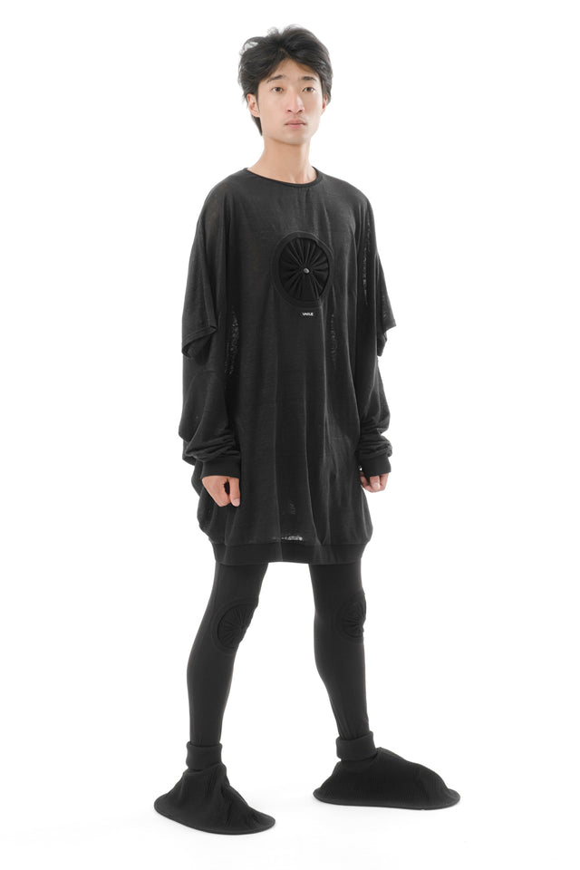 DIAPHANUM BLACK FOUR SLEEVE TRANSFORMER TOP