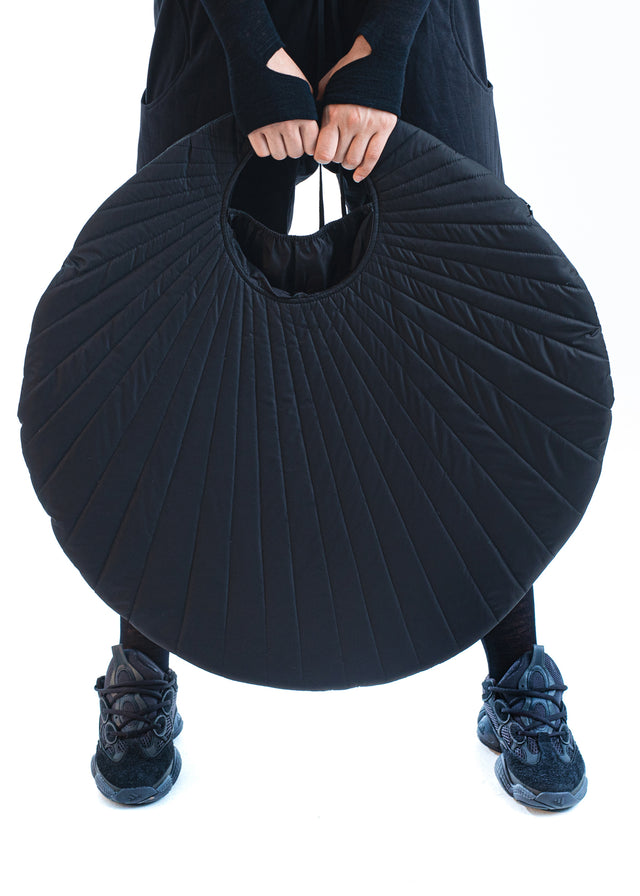 PARADEIGMA BLACK NYLON OVERSIZED STITCHED CIRCLE SLEEVE BAG
