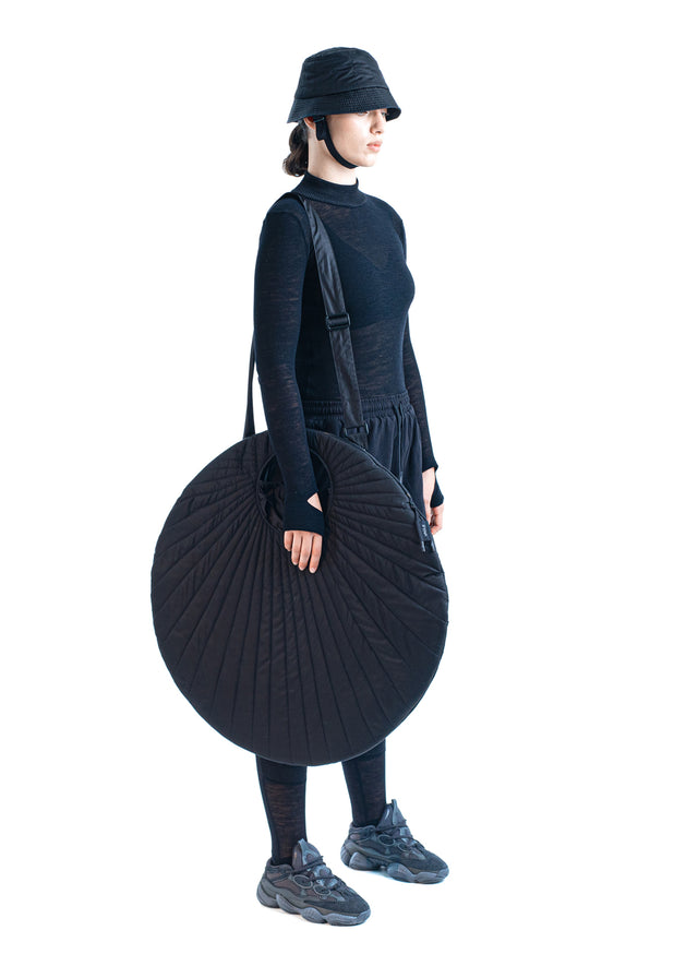 PARADEIGMA BLACK NYLON OVERSIZED STITCHED CIRCLE SLEEVE BAG