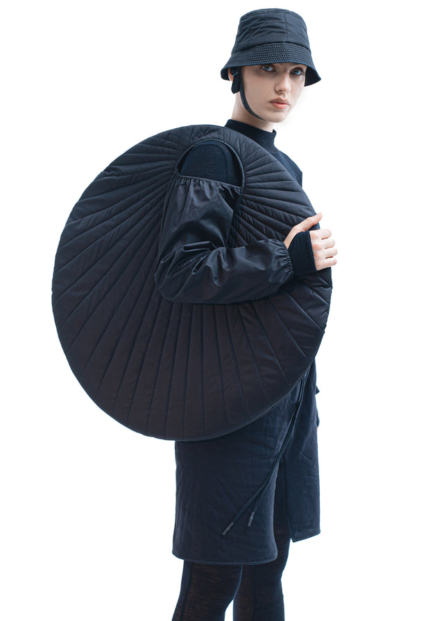 PARADEIGMA BLACK NYLON OVERSIZED STITCHED CIRCLE SLEEVE BAG