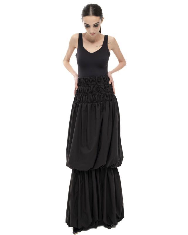 RETENTION BLACK TWO LAYERED MAXI SKIRT