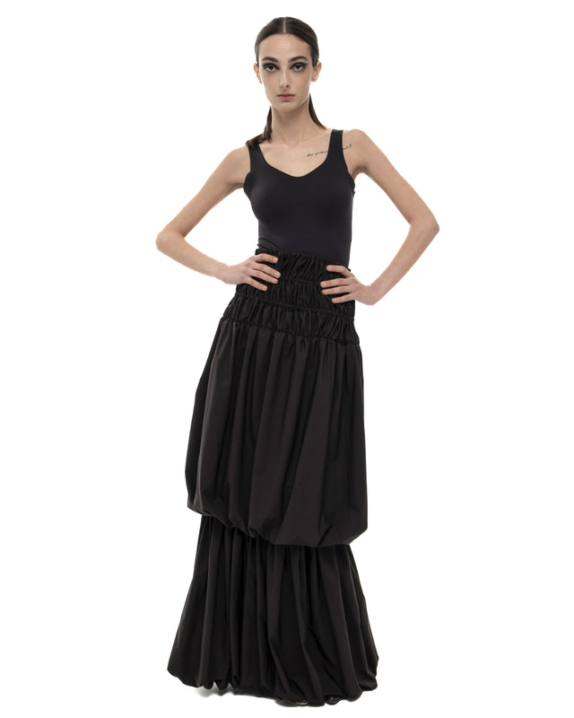 RETENTION BLACK TWO LAYERED MAXI SKIRT