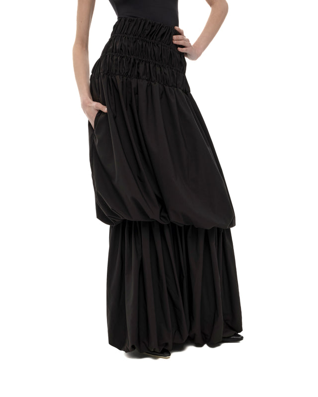 RETENTION BLACK TWO LAYERED MAXI SKIRT