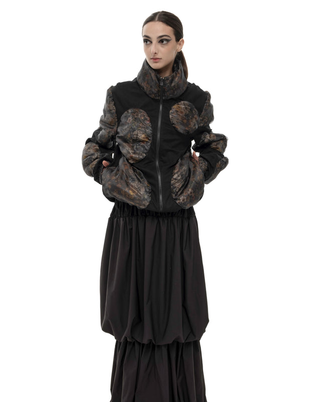 RETENTION FLOWER-TEXTURED CIRCLES PUFFER COAT