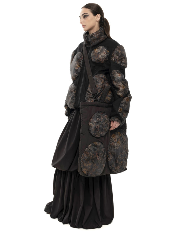 RETENTION FLOWER-TEXTURED CIRCLES PUFFER COAT