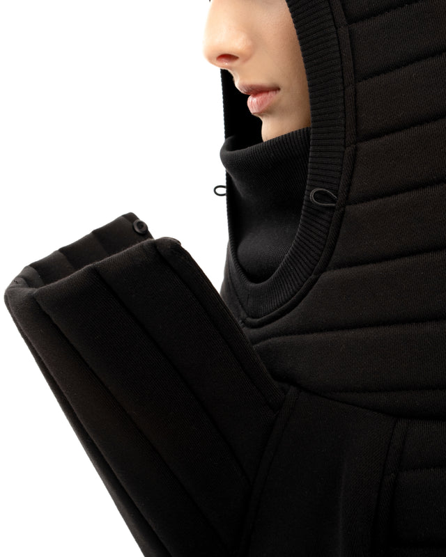RETENTION BLACK PADDED QUILTED OVERSIZED SWEATSHIRT