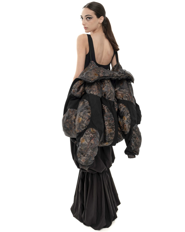 RETENTION FLOWER-TEXTURED CIRCLES PUFFER COAT