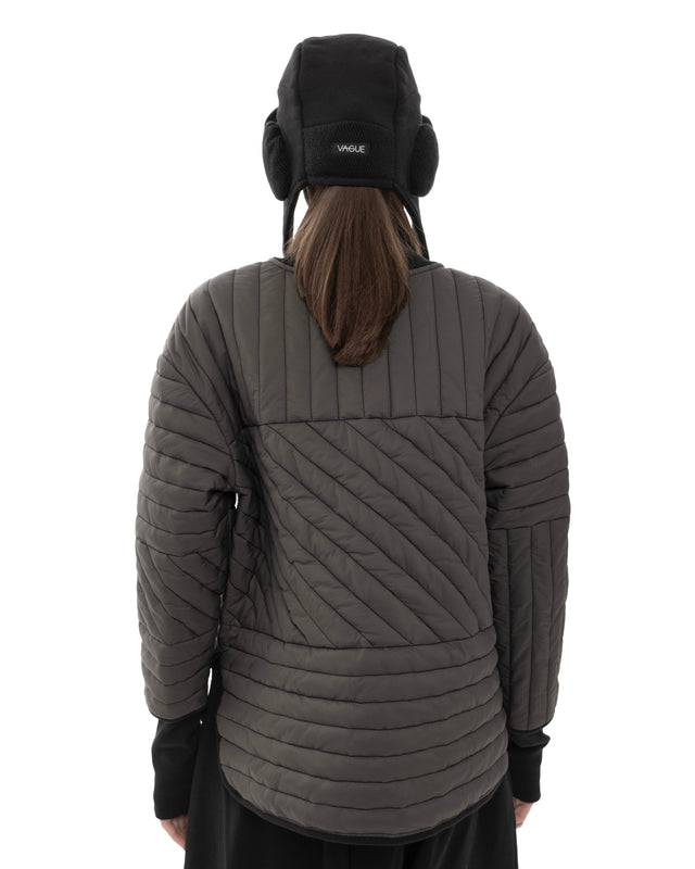 RETENTION CHARCOAL SHADE PADDED QUILTED CROPPED JACKET