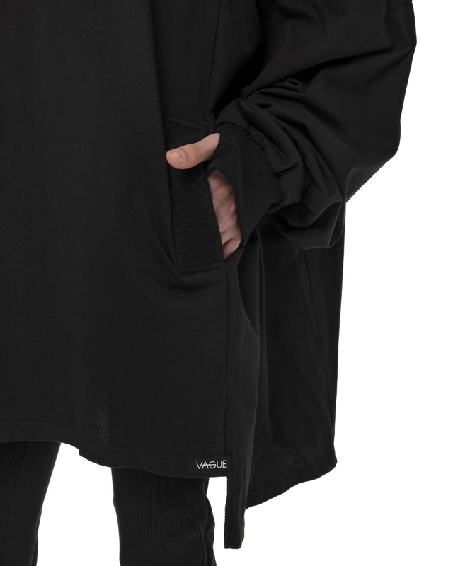 RETENTION LOOSE-FITTING BLACK JERSEY OVERSIZED TUNIC