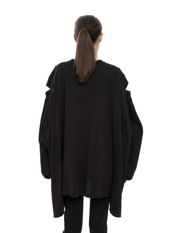 RETENTION LOOSE-FITTING BLACK JERSEY OVERSIZED TUNIC