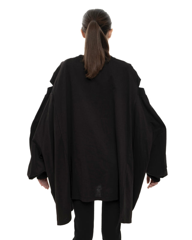 RETENTION LOOSE-FITTING BLACK JERSEY OVERSIZED TUNIC