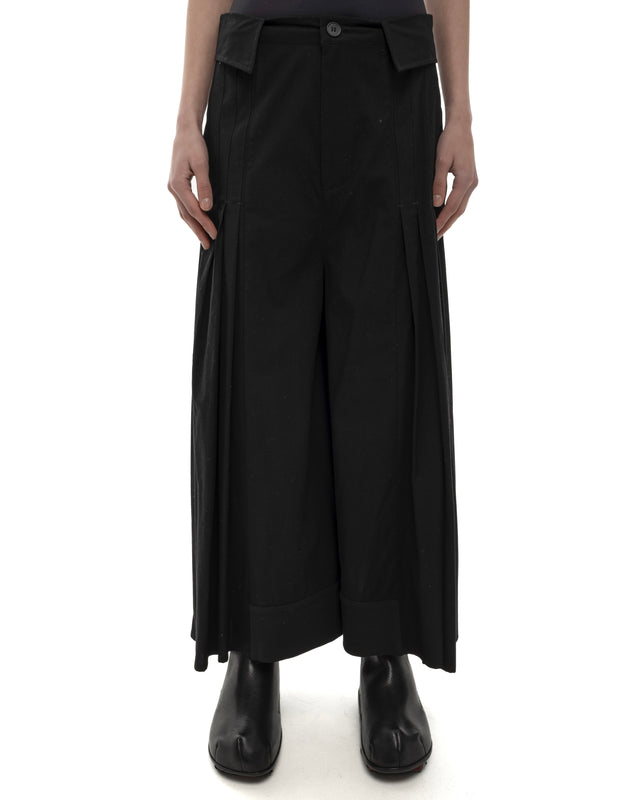 RETENTION BLACK WIDE-LEG A SKIRT-LIKE SILHOUETTE TROUSERS