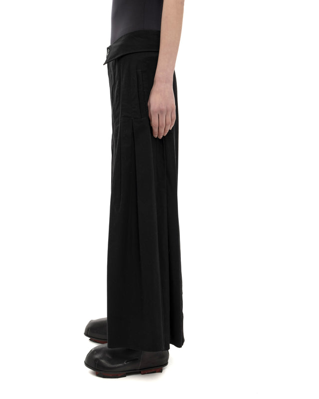 RETENTION BLACK WIDE-LEG A SKIRT-LIKE SILHOUETTE TROUSERS