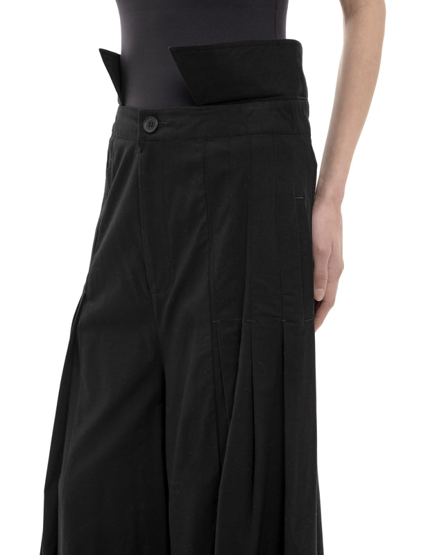 RETENTION BLACK WIDE-LEG A SKIRT-LIKE SILHOUETTE TROUSERS