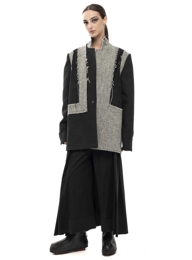 RETENTION MIXED CONTRASTING PANEL JACKET