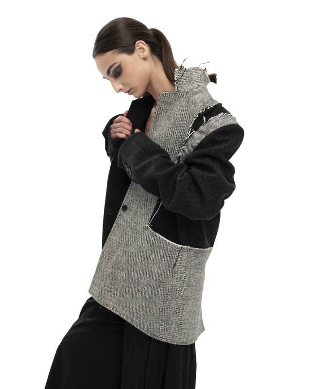 RETENTION MIXED CONTRASTING PANEL JACKET