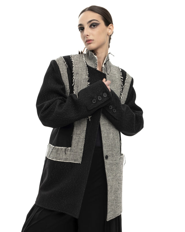 RETENTION MIXED CONTRASTING PANEL JACKET