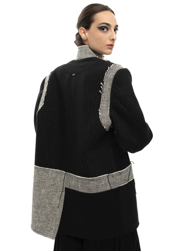 RETENTION MIXED CONTRASTING PANEL JACKET