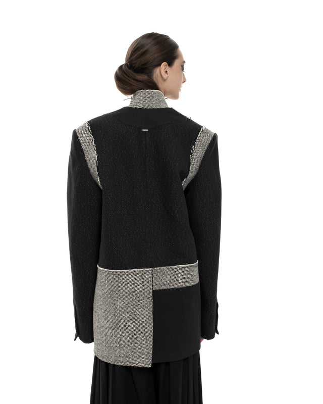 RETENTION MIXED CONTRASTING PANEL JACKET