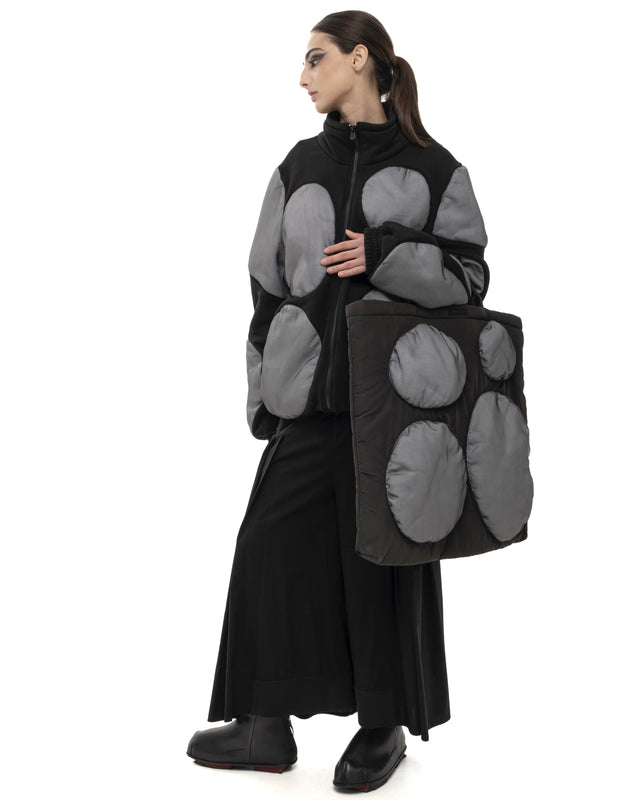 RETENTION WHITE CIRCLES PUFFER TOTE BAG