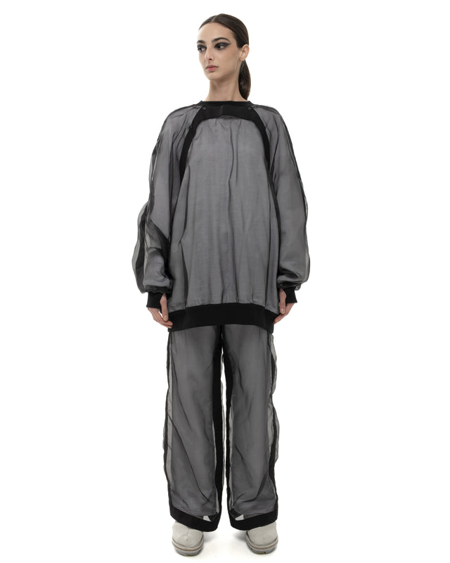 RETENTION BLACK LAYERED ORGANZA SWEATSHIRT