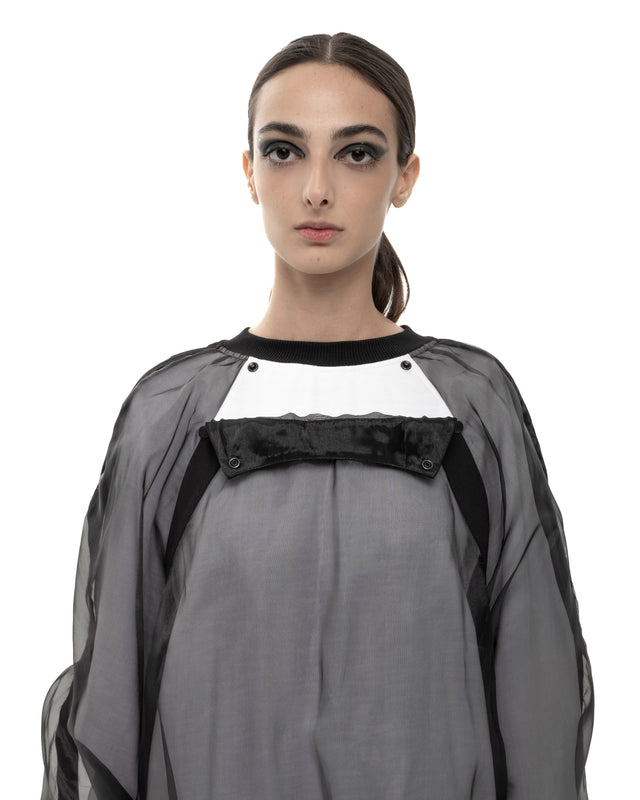 RETENTION BLACK LAYERED ORGANZA SWEATSHIRT