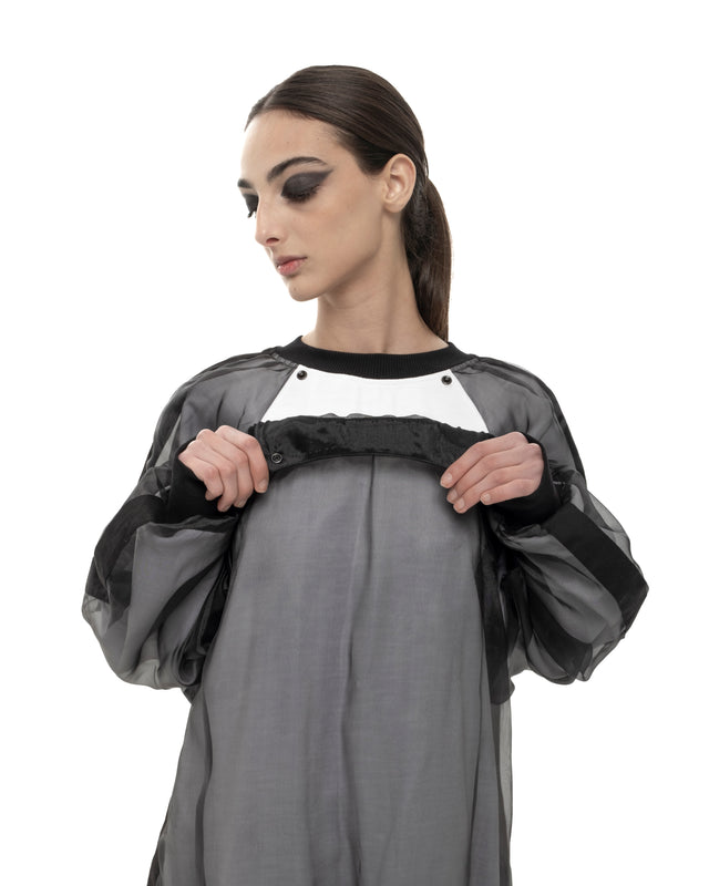 RETENTION BLACK LAYERED ORGANZA SWEATSHIRT