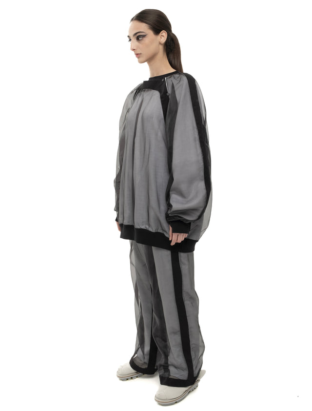 RETENTION BLACK LAYERED ORGANZA SWEATSHIRT