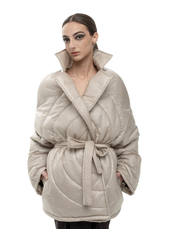 RETENTION BEIGE PADDED OVERSIZED QUILTED COAT