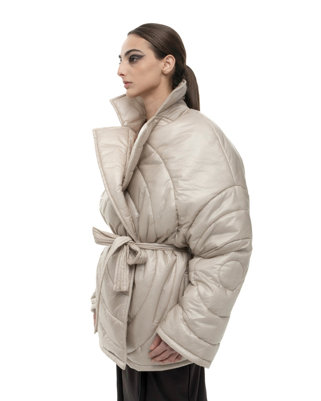 RETENTION BEIGE PADDED OVERSIZED QUILTED COAT