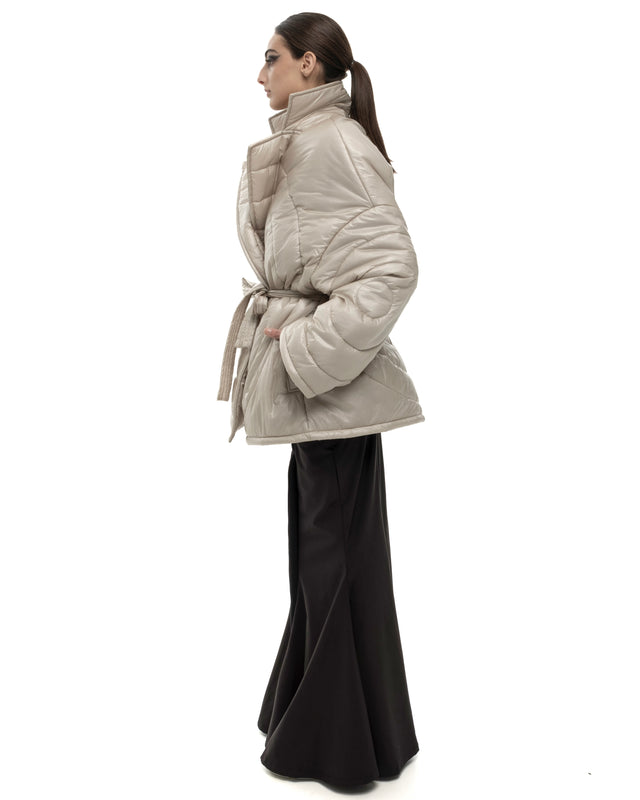 RETENTION BEIGE PADDED OVERSIZED QUILTED COAT