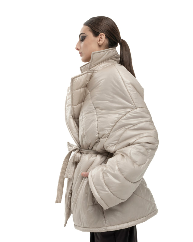 RETENTION BEIGE PADDED OVERSIZED QUILTED COAT
