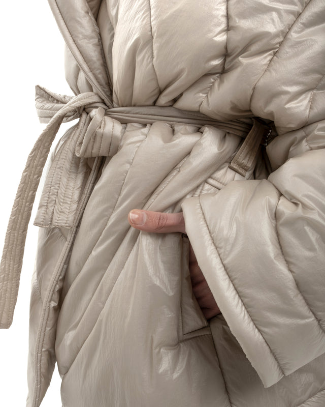 RETENTION BEIGE PADDED OVERSIZED QUILTED COAT